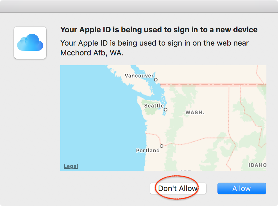 Suspicious Apple ID allert