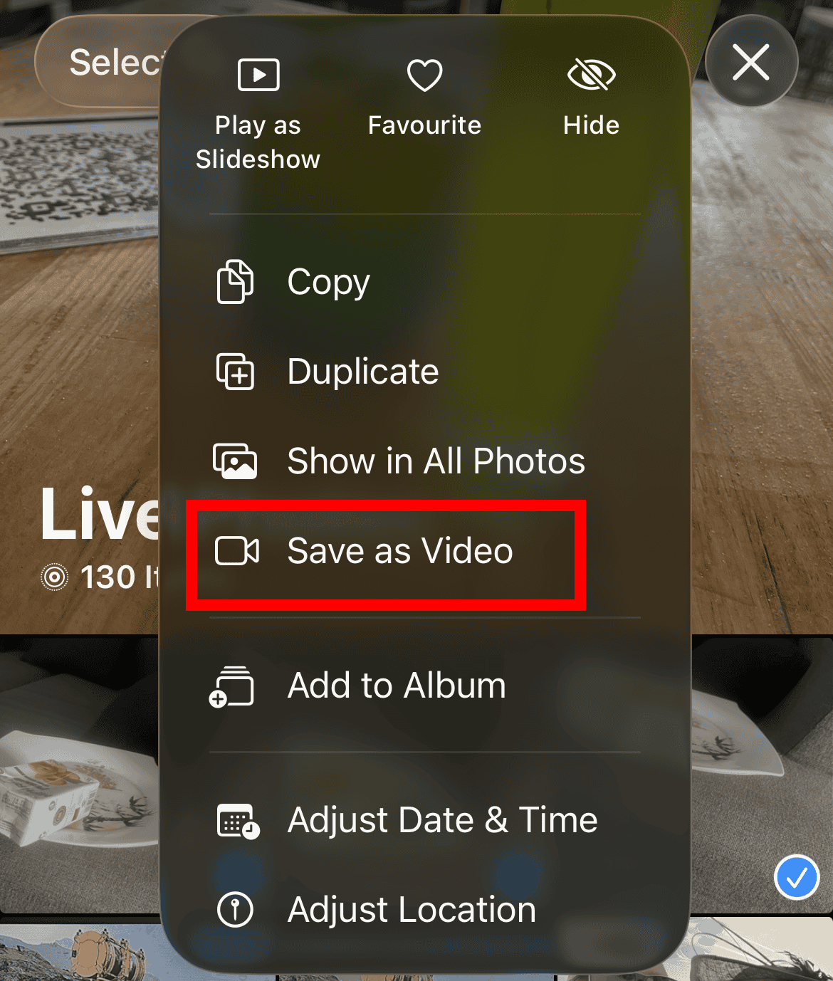 Convert Live Photo to video on iPhone Photos app