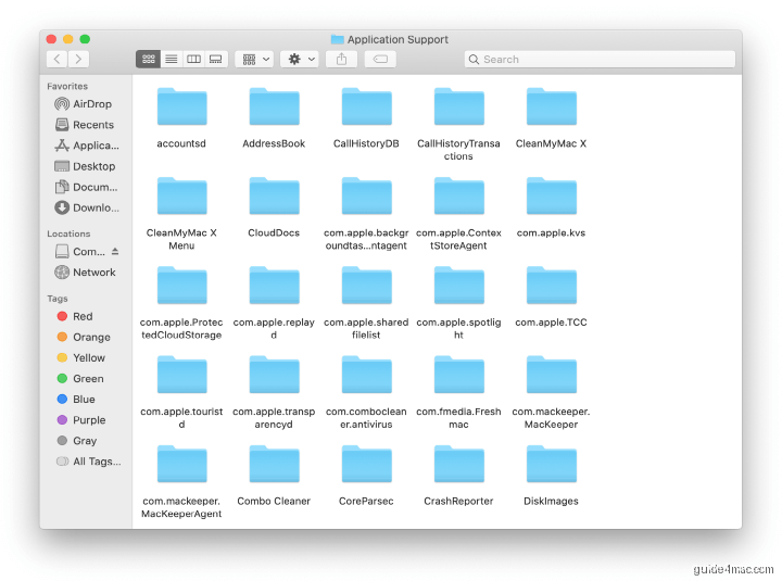 Application Support folder contents displaying malware components