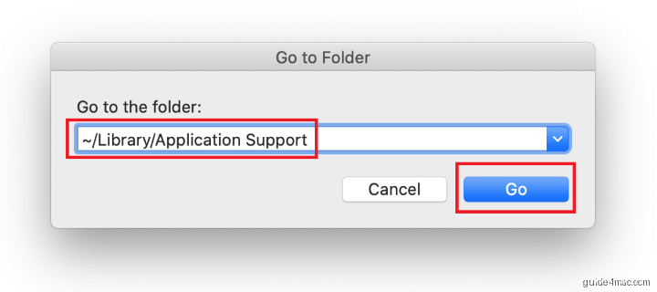 Open Application Support folder to find virus-related files