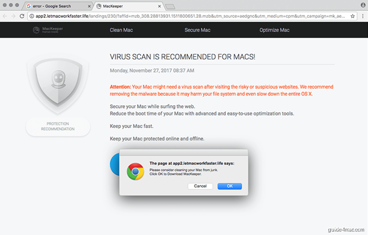 Browser hijacked by malware on MacBook Pro showing suspicious behavior