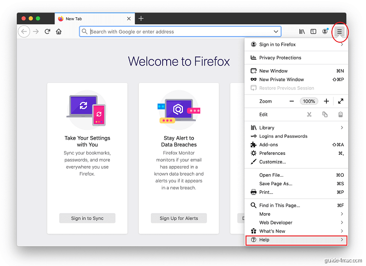 Open Firefox Help to remove virus and malware from browser