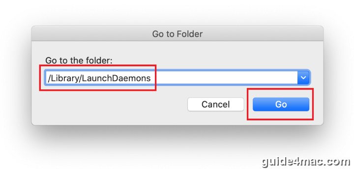 Go to Library LaunchDaemons folder on Mac system