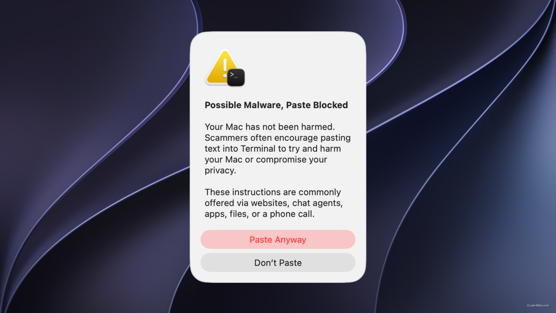 MacOS Terminal Now Blocks Pasted Commands From Websites — Security