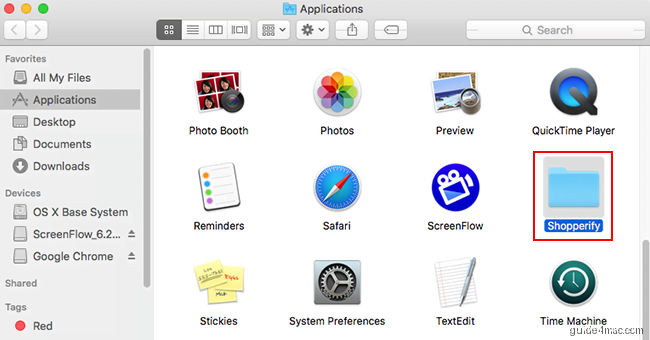 Malicious app icon under Applications folder on Mac system