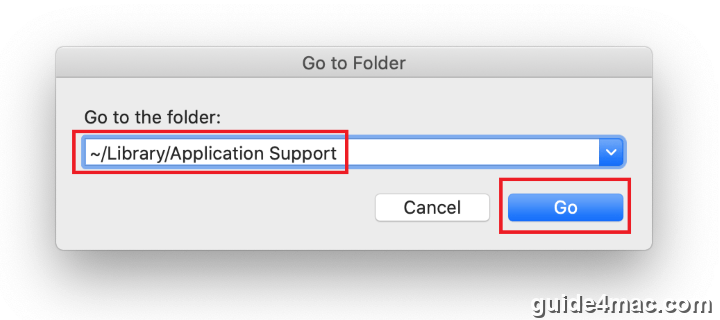 Open Library Application Support folder on Mac