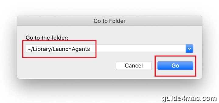 Open Library LaunchAgents directory in Mac home folder