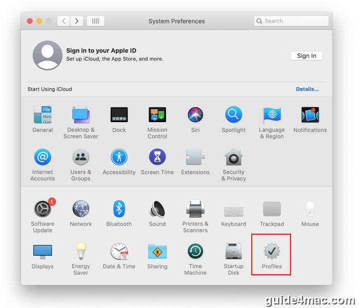 Select Profiles under System Preferences on Mac