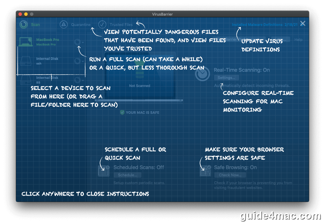 Start a scan with VirusBarrier antivirus on Mac
