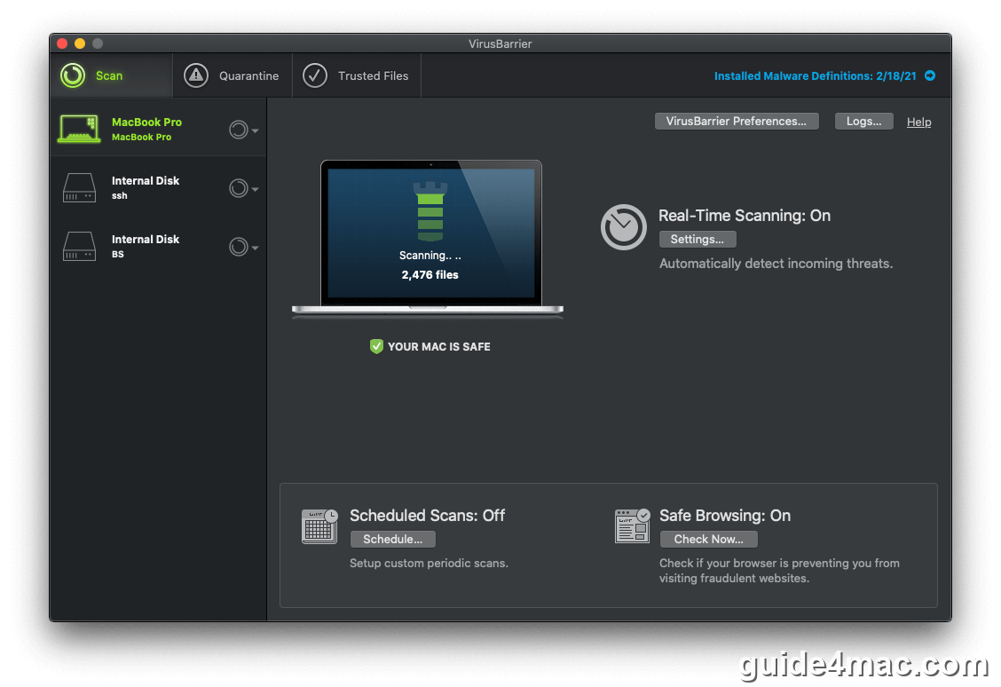 Start a scan with VirusBarrier to remove Mac threats